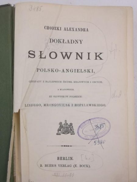 Chodzki Alexandra - Dokładny słownik polsko-angielski, ok 1920