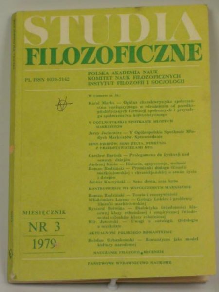 Kuczyński Janusz (red.)  - Studia Filozoficzne NR 3 1979 Miesięcznik