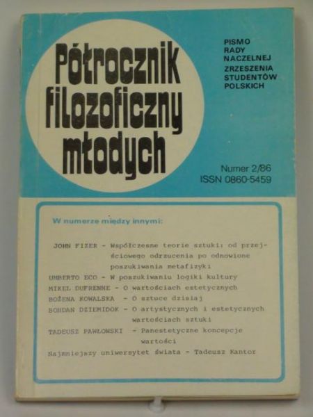Półrocznik filozoficzny młodych Nr 2/86: pismo Rady Naczelnej Zrzeszenia Studentów Poslkich