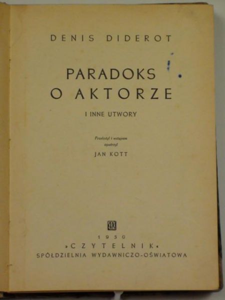 Paradoks o aktorze i inne utwory