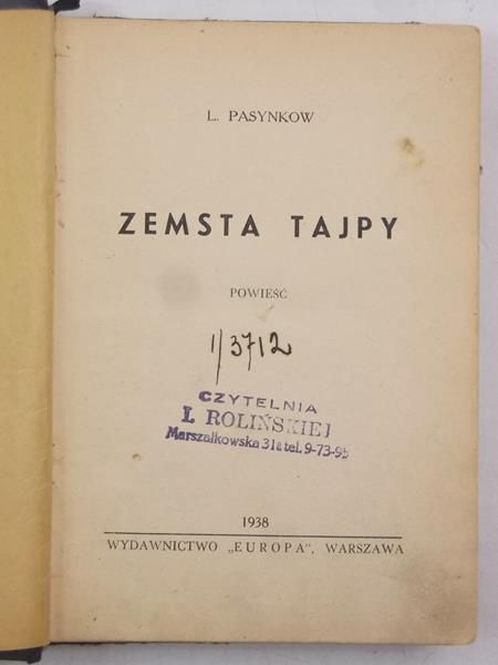 Zemsta Tajpy, 1938 r.