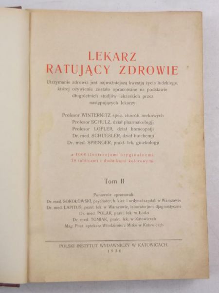 Lekarz ratujący zdrowie, Tom II, 1930 r.