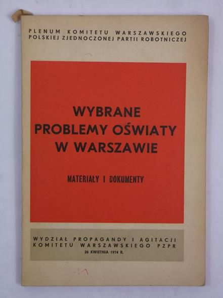 Wybrane problemy oświaty w Warszawie