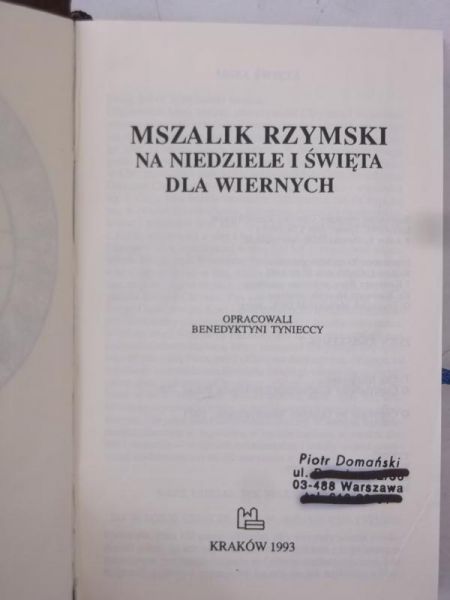 Mszalik Rzymski na niedziele i święta dla wiernych