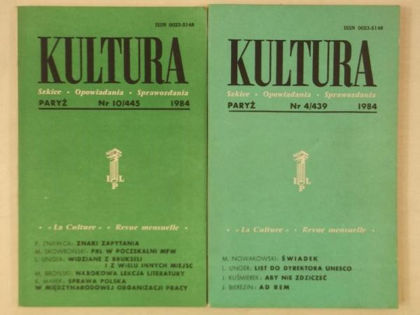 Kultura Paryska, dwie książki z 1984 r.