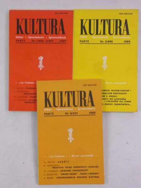 Kultura Paryska, zestaw 3 książek z 1989 r.
