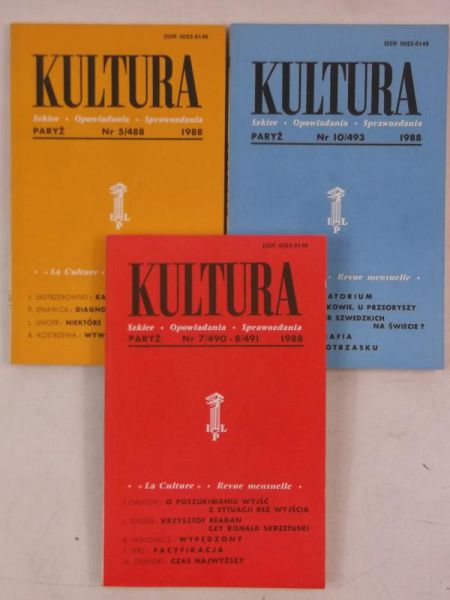 Kultura paryska, zestaw 3 książek z 1988 r.