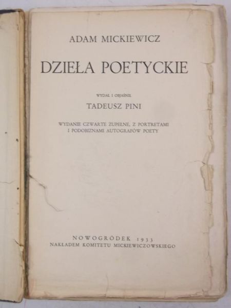 Mickiewicz Adam - Dzieła poetyckie, 1933 r.