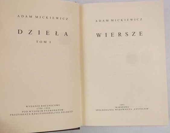 Mickiewicz Adam - Dzieła, tom I: Wiersze