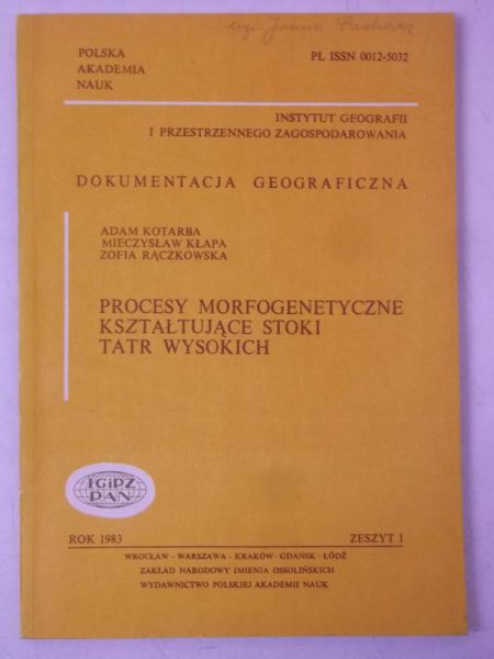 Procesy morfogenetyczne kształtujące stoki Tatr Wysokich