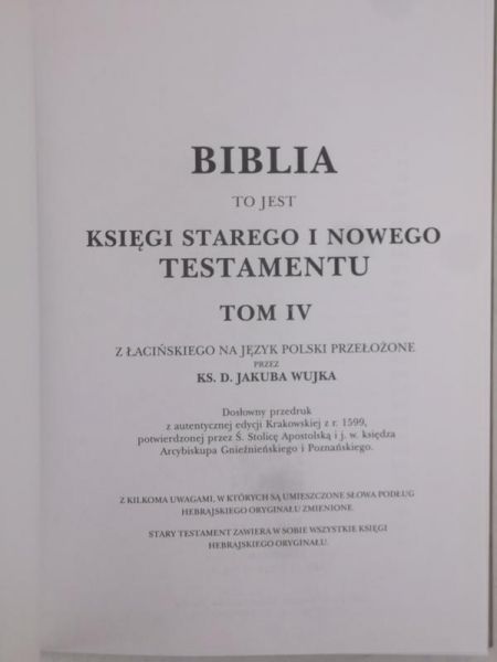 Biblia to jest Księgi Starego i Nowego Testamentu, Tom IV