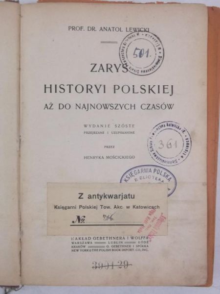 Lewicki Anatol - Zarys historyi polskiej aż do najnowszych czasów, ok. 1916 r.