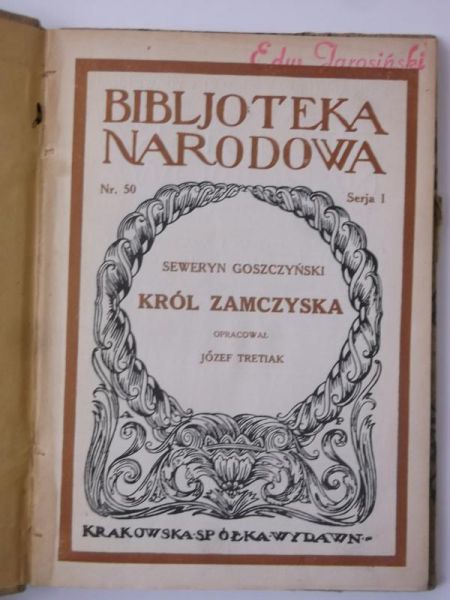 Król zamczyska, BN, 1929 r.