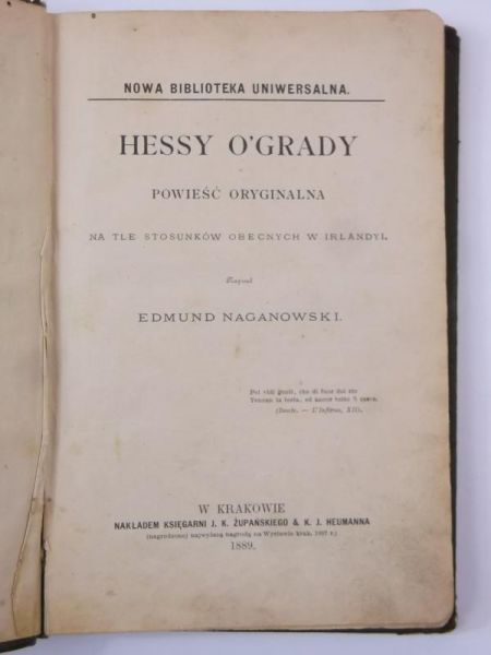 Naganowski Edmund - Hessy O'Grady, 1889 r.