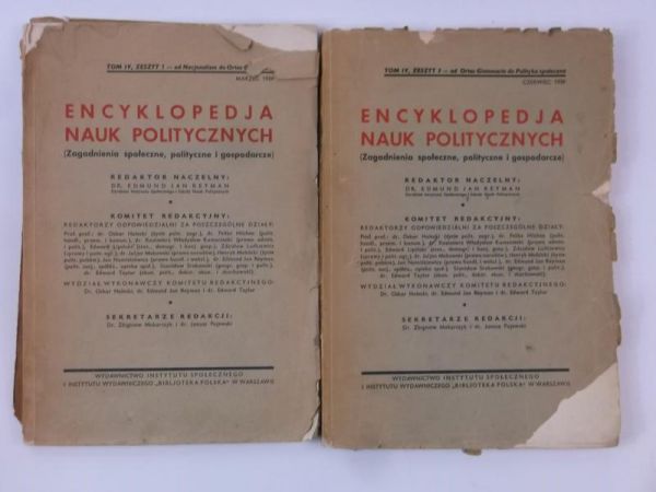 Encyklopedja Nauk Politycznych, tom IV, zeszyt 1 i 2, 1939 r.
