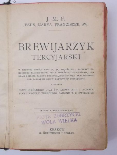 Brewijarzyk tercyjarski, ok. 1860 r.