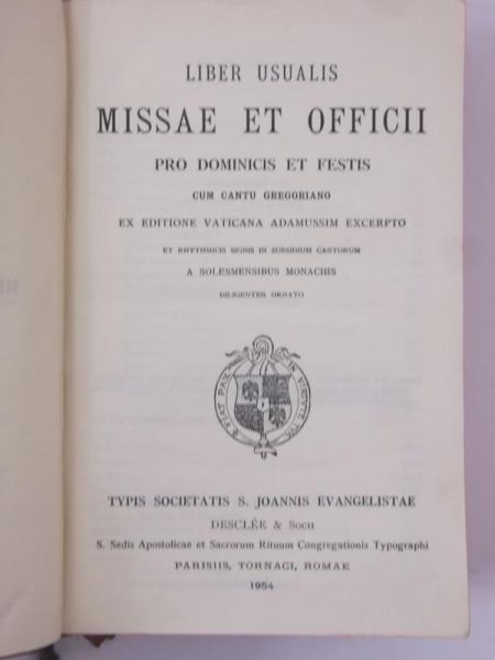 Liber Usualis Missae et Officii pro Dominicis et Festis