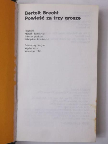 Brecht Bertolt - Powieśc za trzy grosze