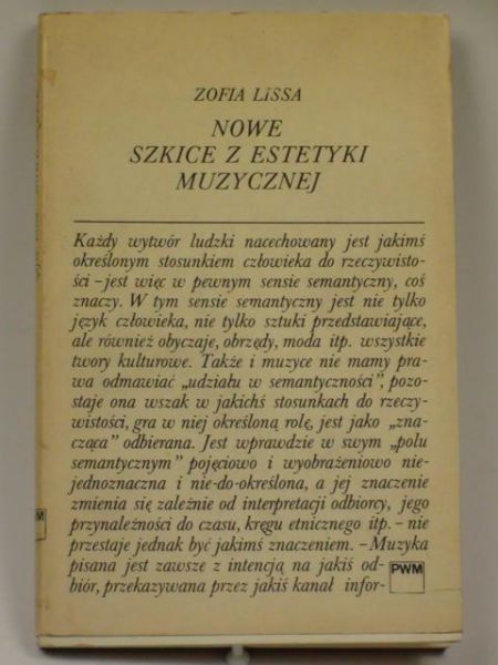Lissa Zofia - Nowe szkice z estetyki muzycznej
