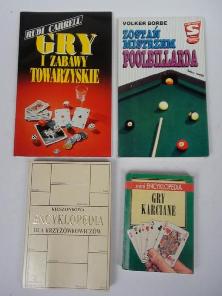 Gry i zabawy, 4 książki: Gry karciane. Gry towarzyskie. Poolbillard.