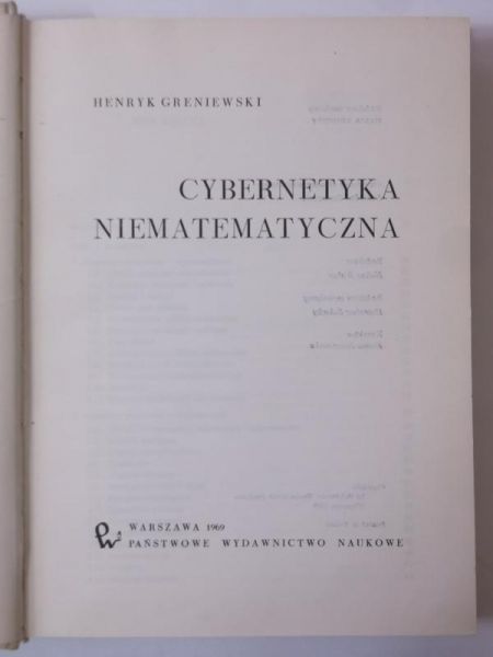 Greniewski Henryk - Cybernetyka Niematematyczna