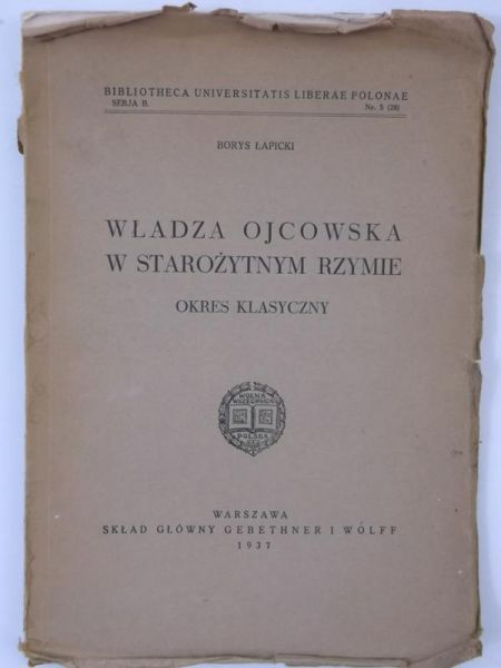 Władza ojcowska w starożytnym Rzymie, 1937 r.