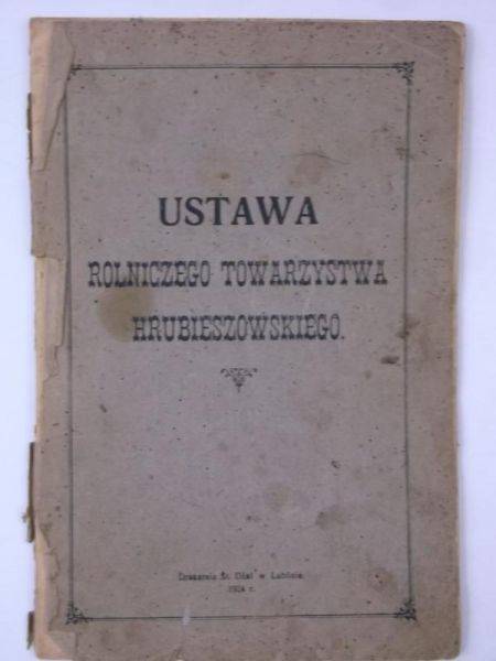 Ustawa rolniczego towarzystwa hrubieszowskiego, 1924 r.