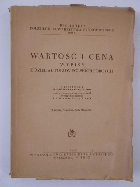 Wartość i cena. Wypisy z dzieł autorów polskich i obcych, 1949 r.