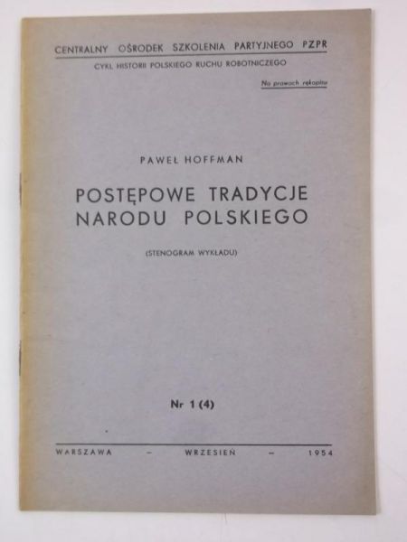 Hoffman Paweł - Postępowe tradycje narodu polskiego, Nr 1 (4)