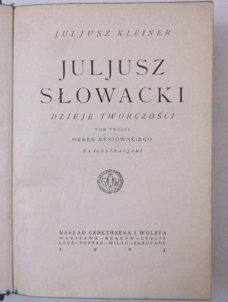 Słowacki, Tom III, 1923 r.