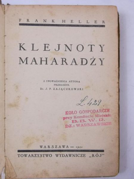 Klejnoty Maharadży, 1931 r.