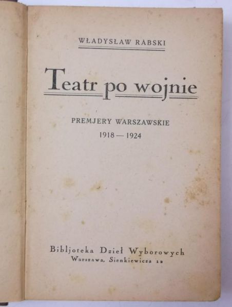 Teatr po wojnie, 1925 r.