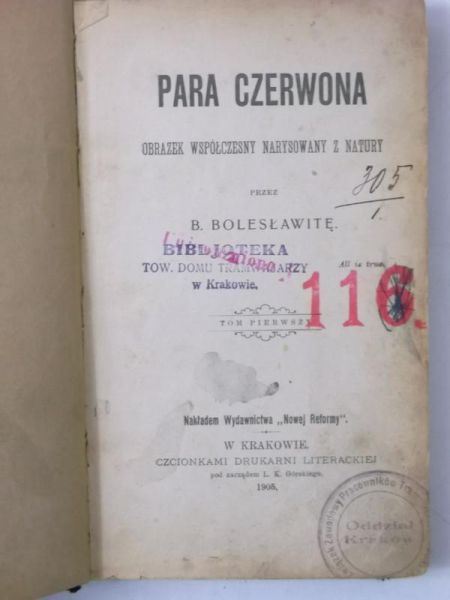 Para czerwona : obrazek współczesny narysowany z natury, Tom I, 1905 r.