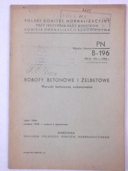 Roboty betonowe i żelbetowe, 1948 r.