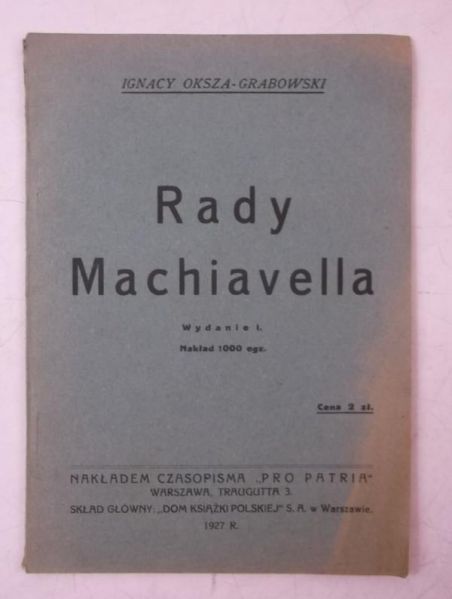 Rada Machiavella, 1927 r.
