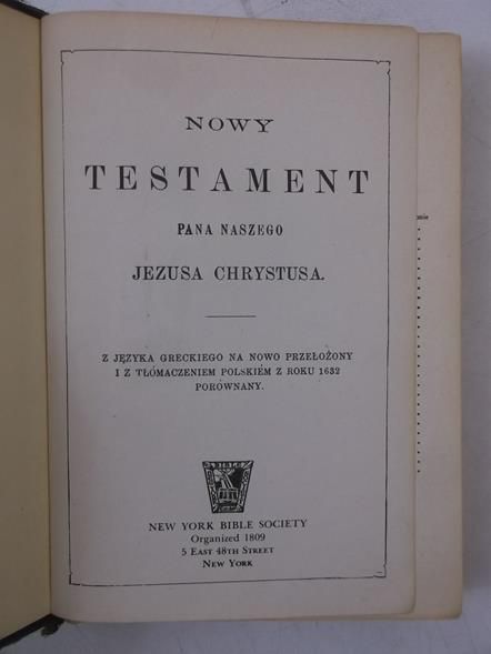 Nowy Testament Pana Naszego Jezusa Chrystusa, 1809 r.