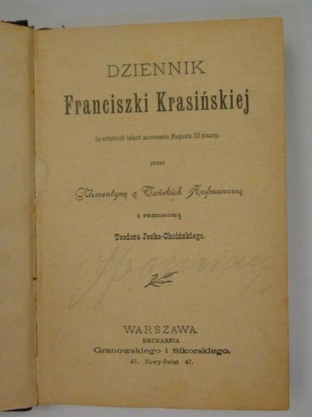 Hoffmanowa Klementyna - Dziennik Franciszki Krasińskiej, 1898