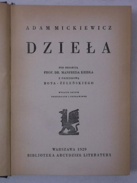 Mickiewicz Adam - Dzieła, tom XI i XII, 1929 r.