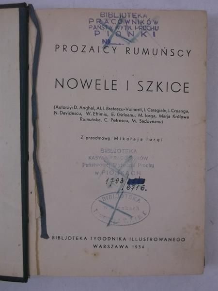 Nowele i szkice, 1934 r.
