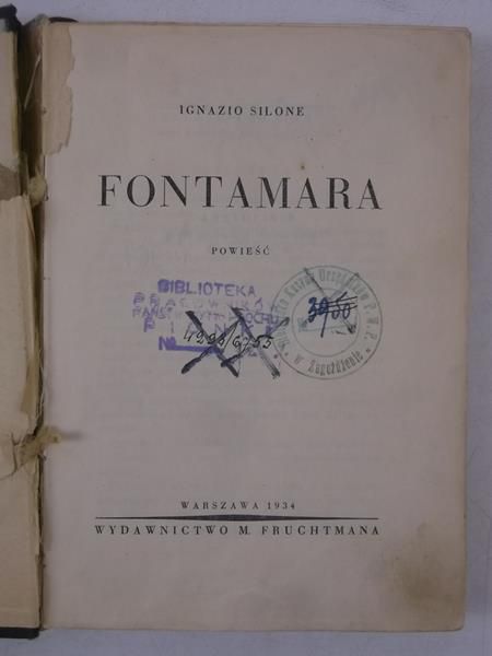 Silone Ignazio - Fontamara, 1934 r.