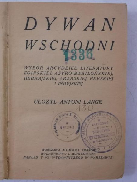 Lange Antoni - Dywan wschodni, 1921 r.