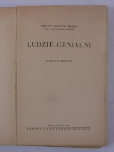 Kretschmer Ernst - Ludzie genialni, 1938 r.