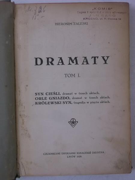 Dramaty, Tom I, 1929 r.