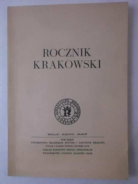 Rocznik krakowski, Tom XXXIX
