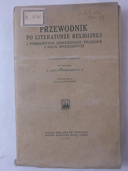 Przewodnik po literaturze religijnej i pokrewnych dziedzinach filozofji i nauk społecznych, 1927 r.