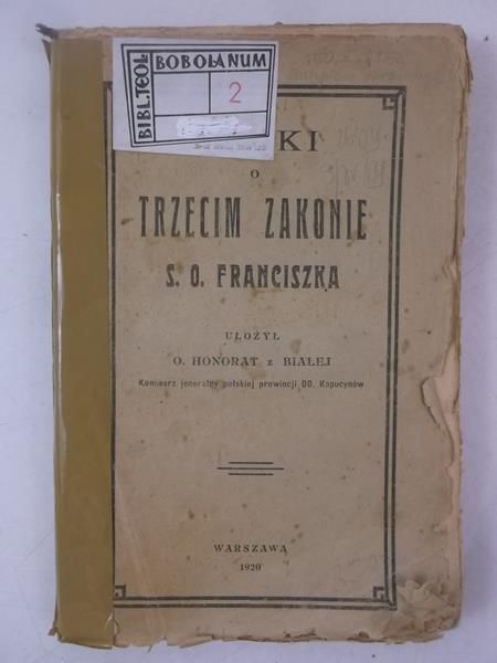 Nauki o trecim akonie S.O. Franciska, 1920 r.