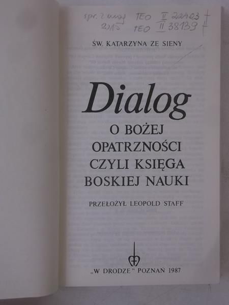 Dialog o Bożej opatrzności czyli księga boskiej nauki
