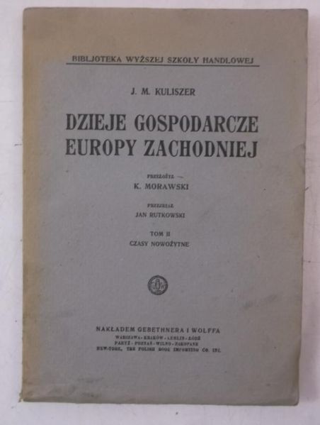 Dzieje gospodarcze Europy Zachodniej, Tom II, ok. 1923 r.