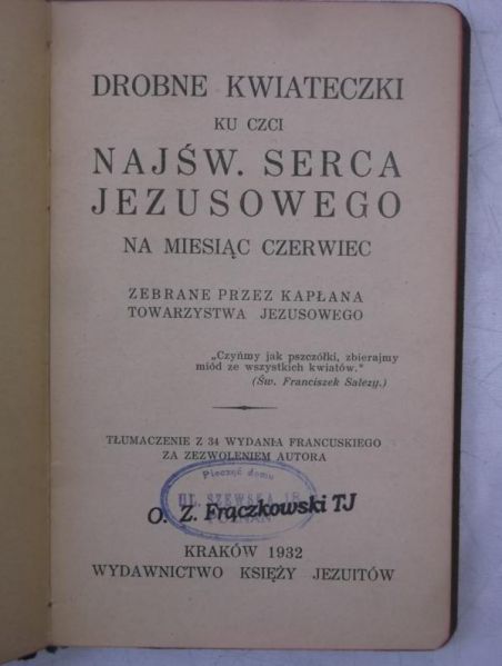 Drobne kwiateczki ku czci Najśw. Serca Jezusowego za miesiąc czerwiec, 1932 r.