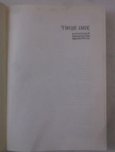 Twoje imię. Przewodnik onomastyczno-hagiograficzny